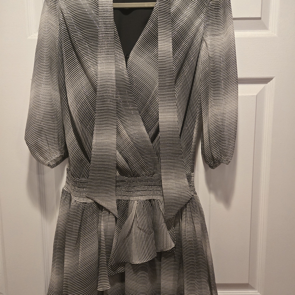 Armani Exchange Black and White Asymmetrical Dress